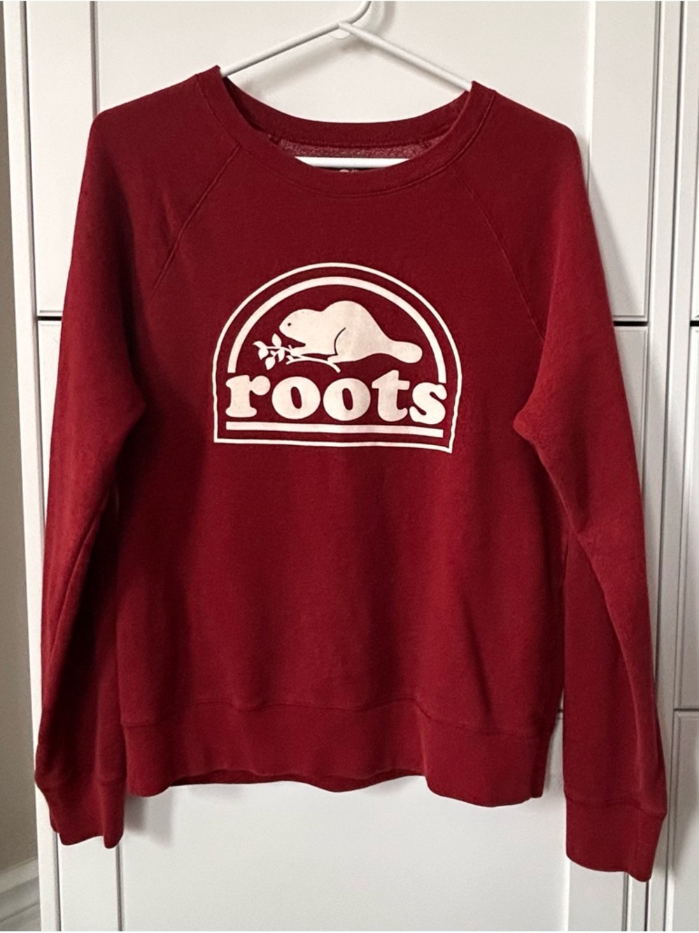 Roots Vintage Women's Burgundy Red Logo Crewneck Sweatshirt